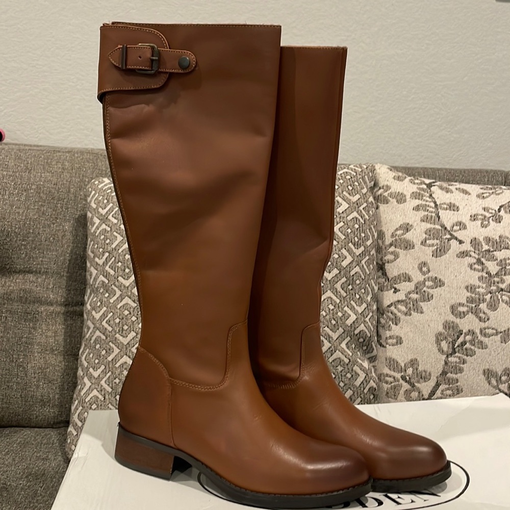 Steve Madden Riding Boot- Edie Cognac Leather